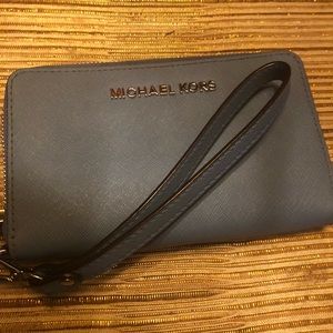 Michael Kors light blue wallet wristlet
